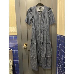 Lace Denim Midi Dress S